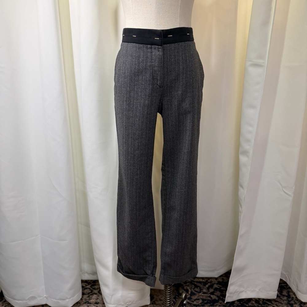 Gunex Made in Italy 100% Virgin Wool Charcoal Gray Rolled Cuff Trousers Size 8
